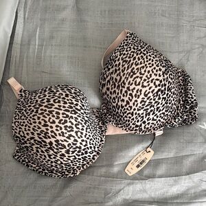 Victoria's Secret Leopard Print Padded Bra in Blush and Black